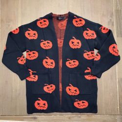 Halloween pumpkins cardigan sweater size large