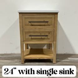 24" Bathroom Vanity Cabinet with Ceramic Sink (Open Box)