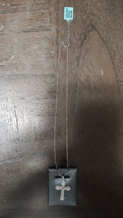 925 Silver Moissanite Cross Pendant Necklace