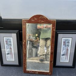 Chinese Painting And Antique  Mirror