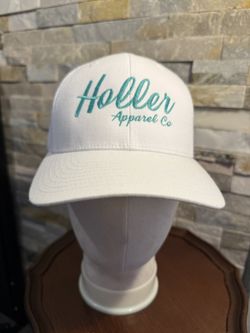 Richardson Original 112 Holler Apparel Co. Trucker SnapBack White Aqua Hat Cap