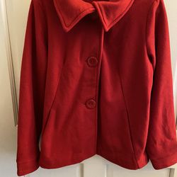 Womens Red 3 Button Fleece Jacket