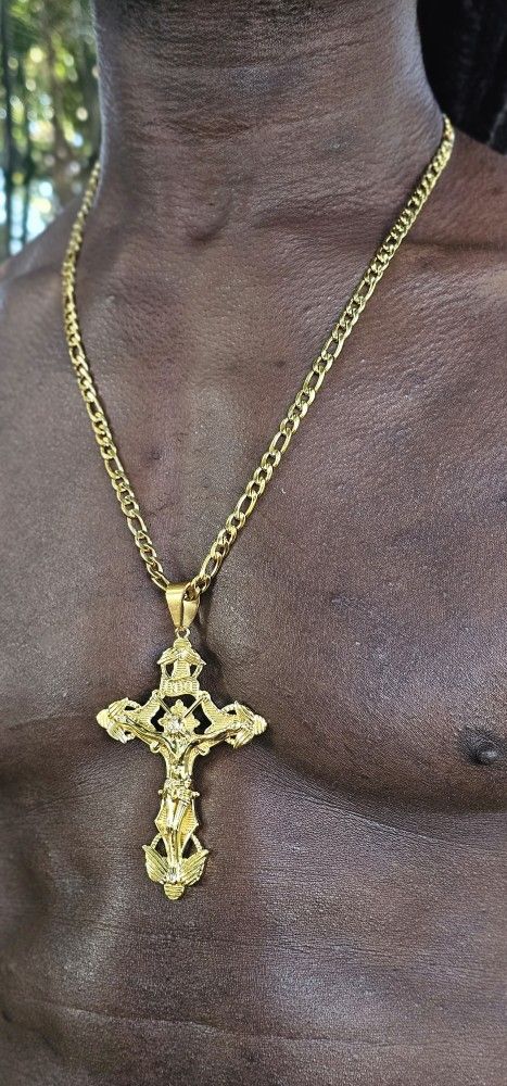 I Deliver I Ship 14k Gold Plated Chain And Pendant