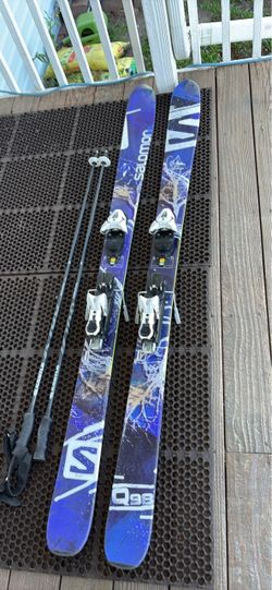 Salomon Q-98 (Quest 98) All-Mountain Freeride Skis with Kastle Carbon 47” L ski poles