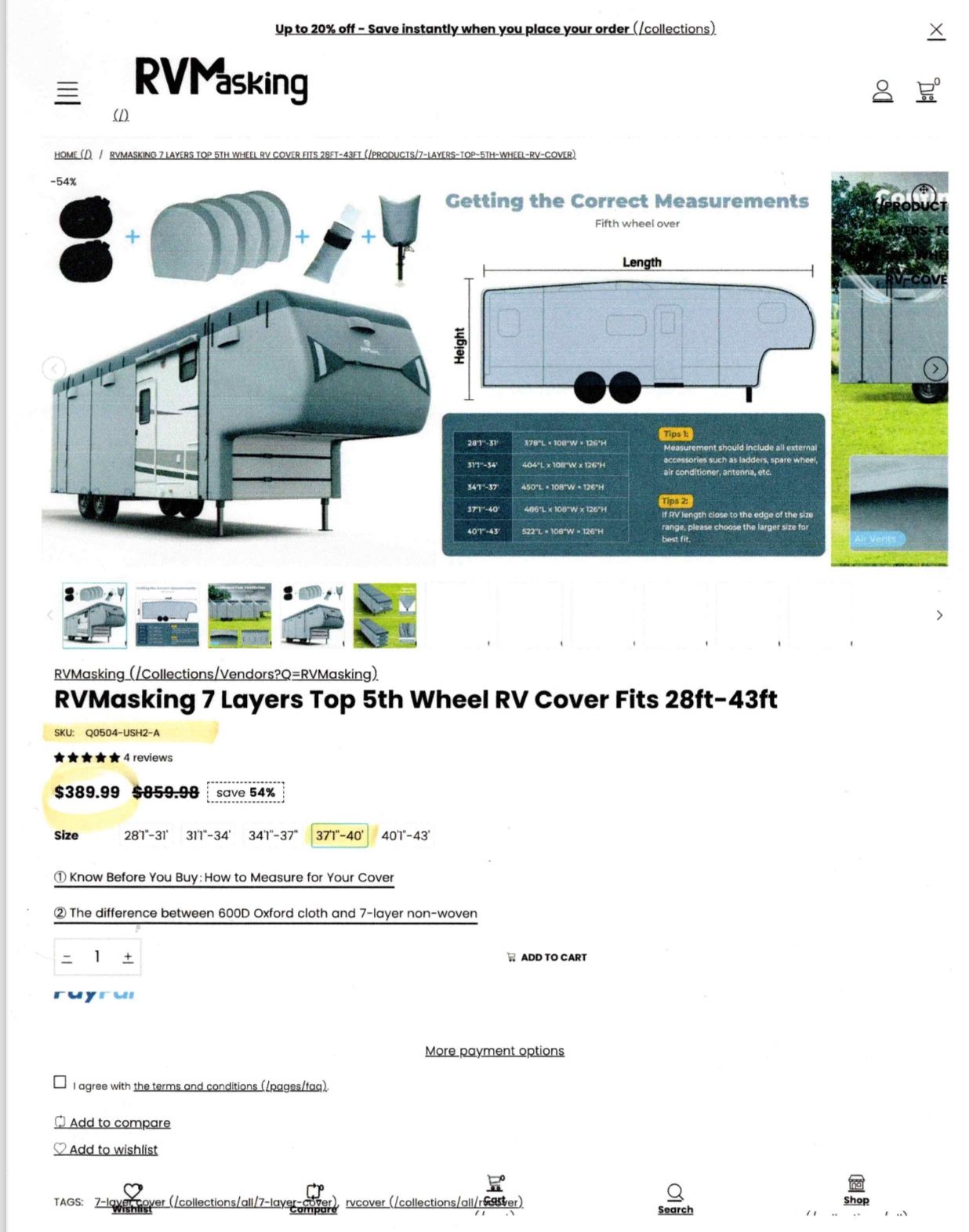 RV 5th Wheel Cover