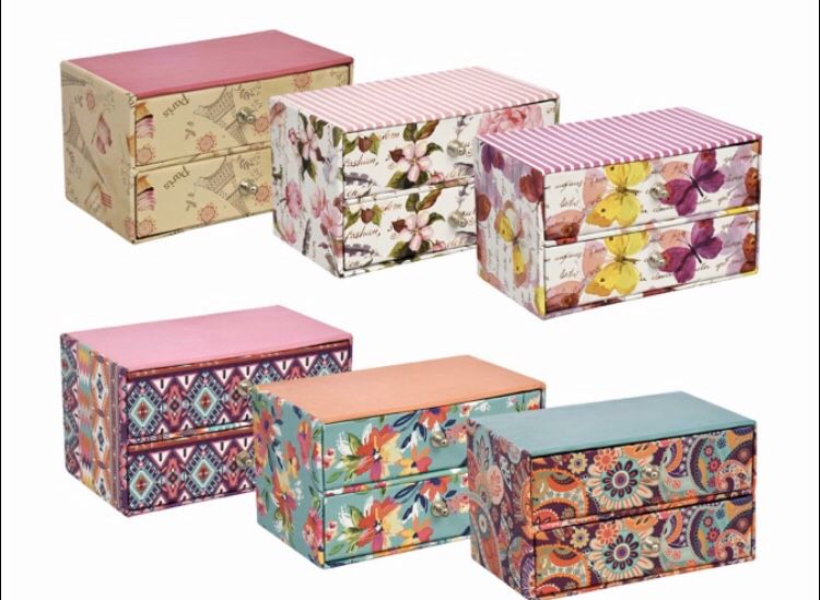 Small, 2-drawer storage boxes (3x5”)
