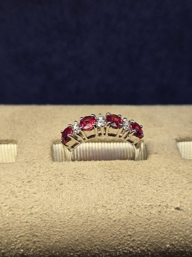 One 14k White Gold Lad-created Rudy And Diamond Band Ring