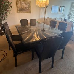 Luxury Black Marble Dining Table Set – Seats 8 – Stunning Statement Piece