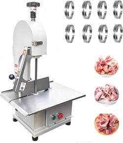 1100W Commercial Electric Bone Saw with 8 Blades – Butcher's Band Saw – Cutting Thickness 1–130 mm – For Professional Cutting of Ribs, Beef, and Fish 