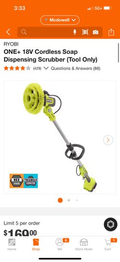 RYOBI ONE+ 18V Cordless Soap Dispensing Scrubber (Tool Only)