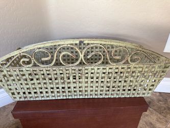 Distressed Metal Basket Planter with Scroll Detail