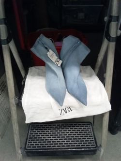 This Is A Pair Of Zara Denim Boots Size 11
