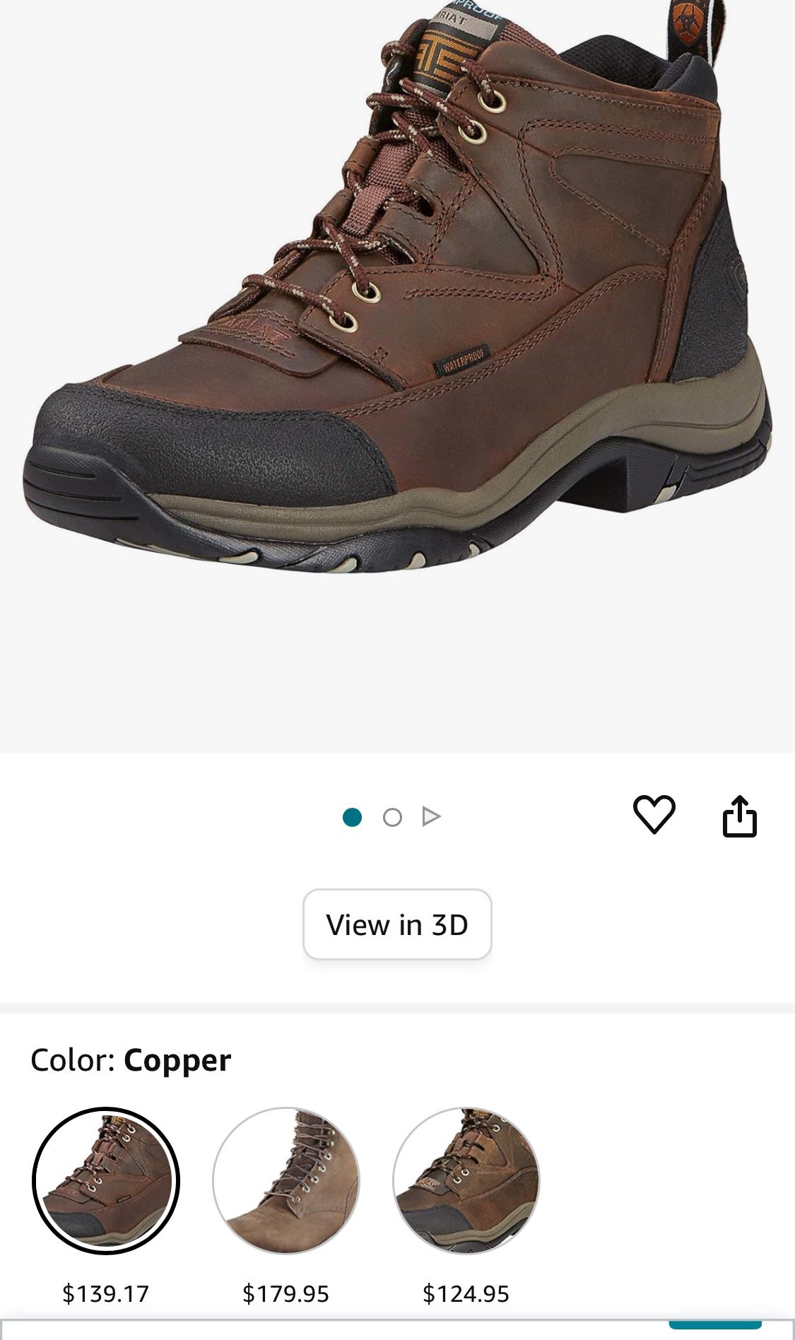 Ariat Terrain Waterproof Hiking Boot – Men’s Leather Waterproof Outdoor Hiking Boots Size 11