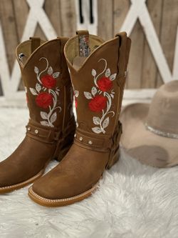 Embroidered Leather Boots
