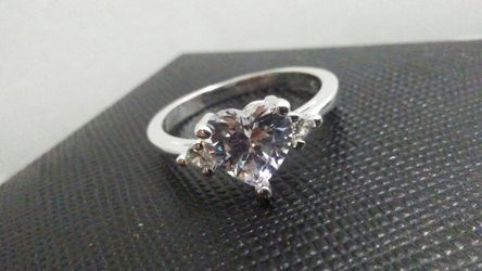 Sterling Silver .925 Heart Ring with CZ stones