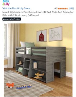 Max & Lily Modern Farmhouse Twin Low Loft Bed