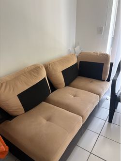 Tan and Black Two-Tone Sofa