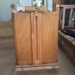 Vintage Jullian Escort French Art Easel Stand – Half Box Easels for Painting Canvas – Professional Painting Easel w/Shoulder Strap