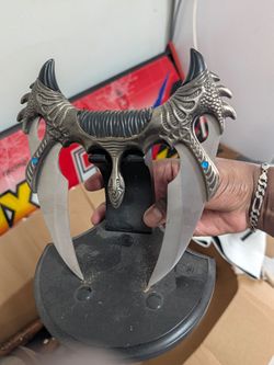 Fantasy Dragon Double Blade Knife Set with Stand