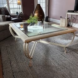 Metal And Glass Insert Coffee Table