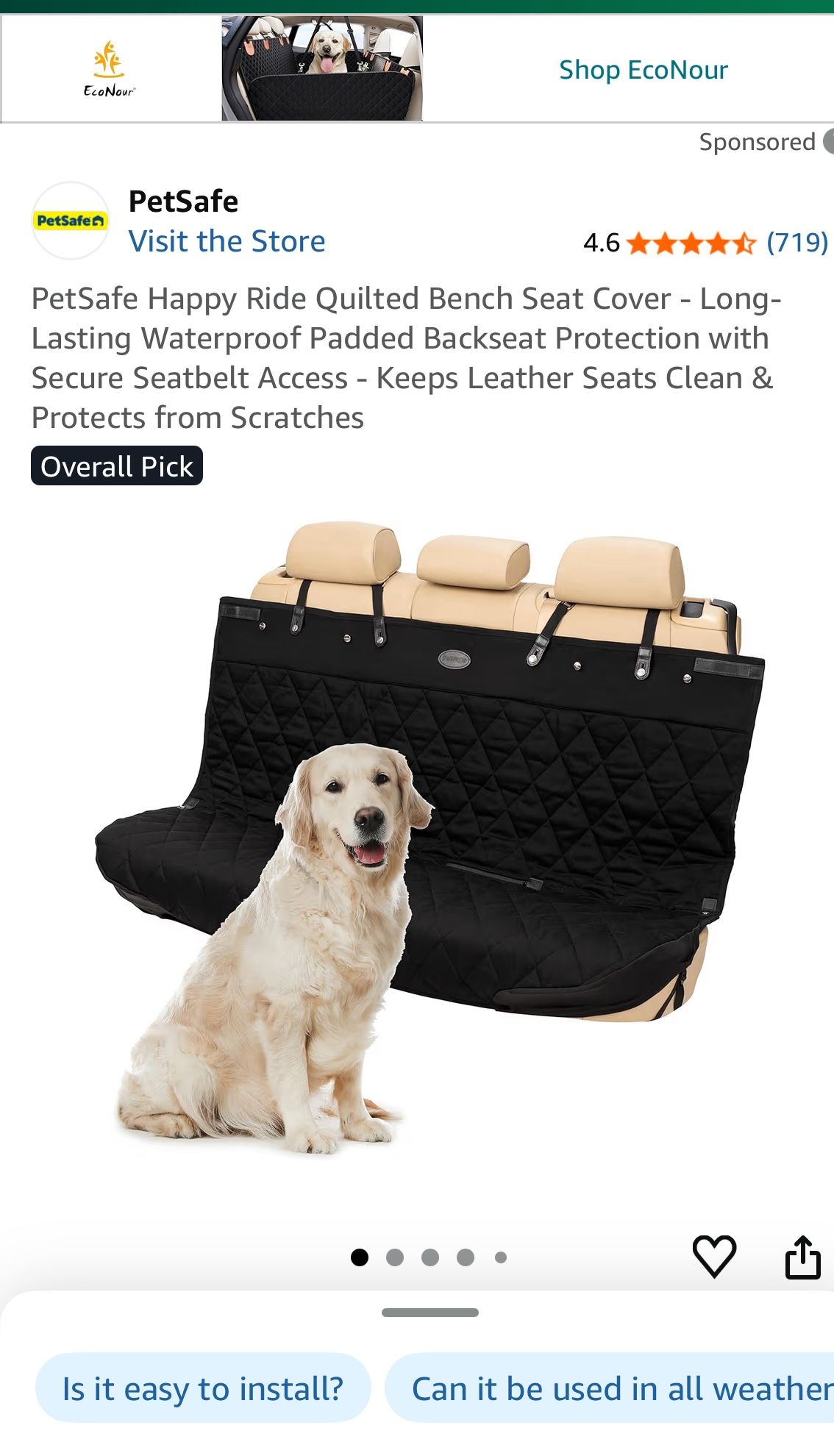 Dog Car Seat Cover