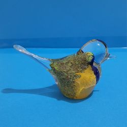 Art Glass 4-color Bird Hand Made Czechoslovakian Bohemian Glass Iris 2.5" Tall