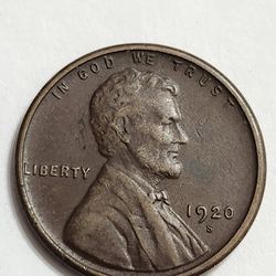 1920-S Wheat Cent Penny - Antique U.S Coin