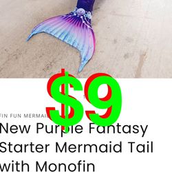 Mermaid Tail with Monofin Halloween Costume - New Pürple Fantasy Starter Mermaid Tail with Monofin Tall (M/F)