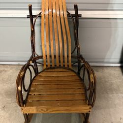Amish Adirondack Style Oak Bent Hickory Child Rocking Chair. Like New