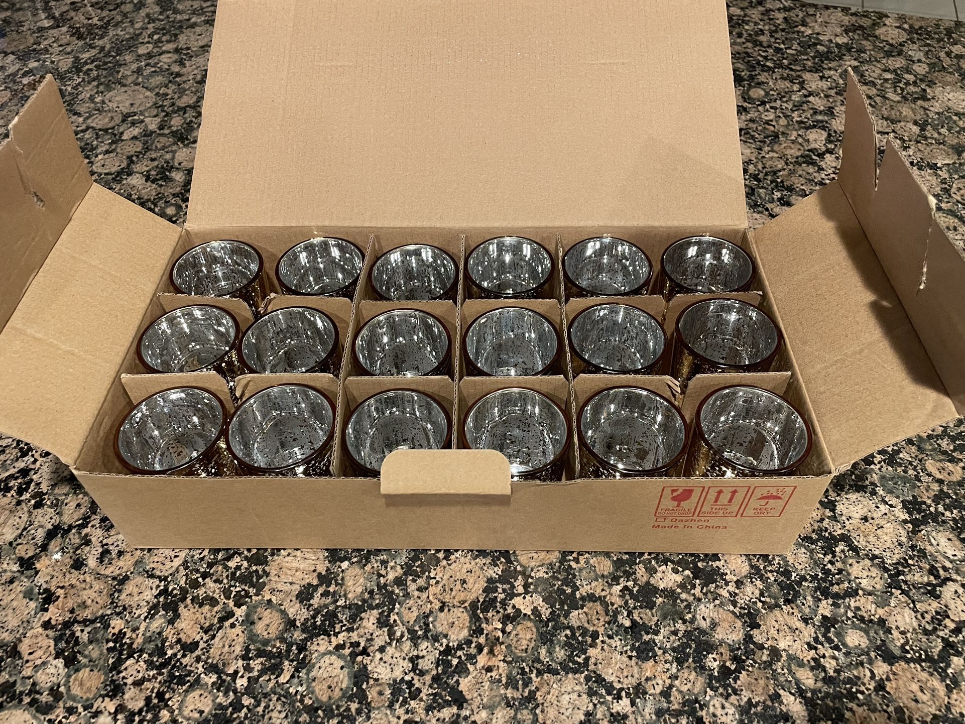 Letine Gold Glass Votive Candle Holders