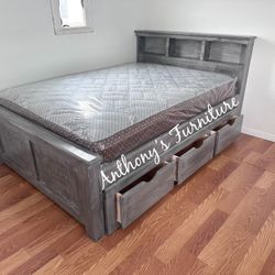 Solid Wood Full Size Bed Nd Bamboo Mattress Nd Drawers 