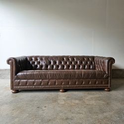 Vintage Brown Leather Chesterfield Sofa 