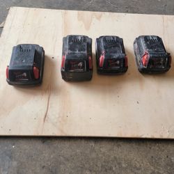 4 Milwaukee Batteries Used Condition Well Maintained 