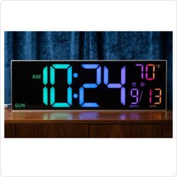 Giant Multi-Color LED Digital Wall Clock with Temp & Date