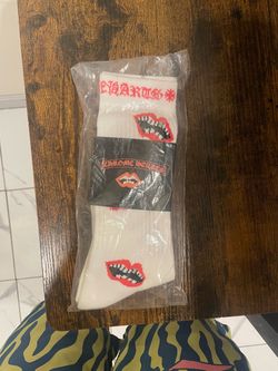 Chrome Hearts Matty Boy Lip Print Socks Black Size Large L Deadstock Authentic