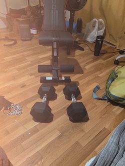 Bench Press Table And 35 Pounds Dumbells