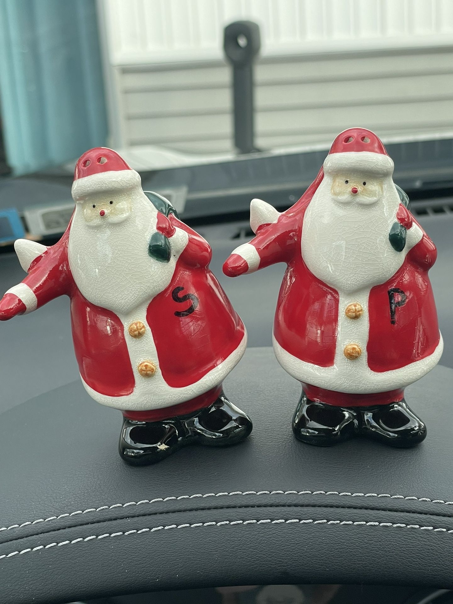 Russ SANTA Carrying Green Sack Salt and Pepper Shakers