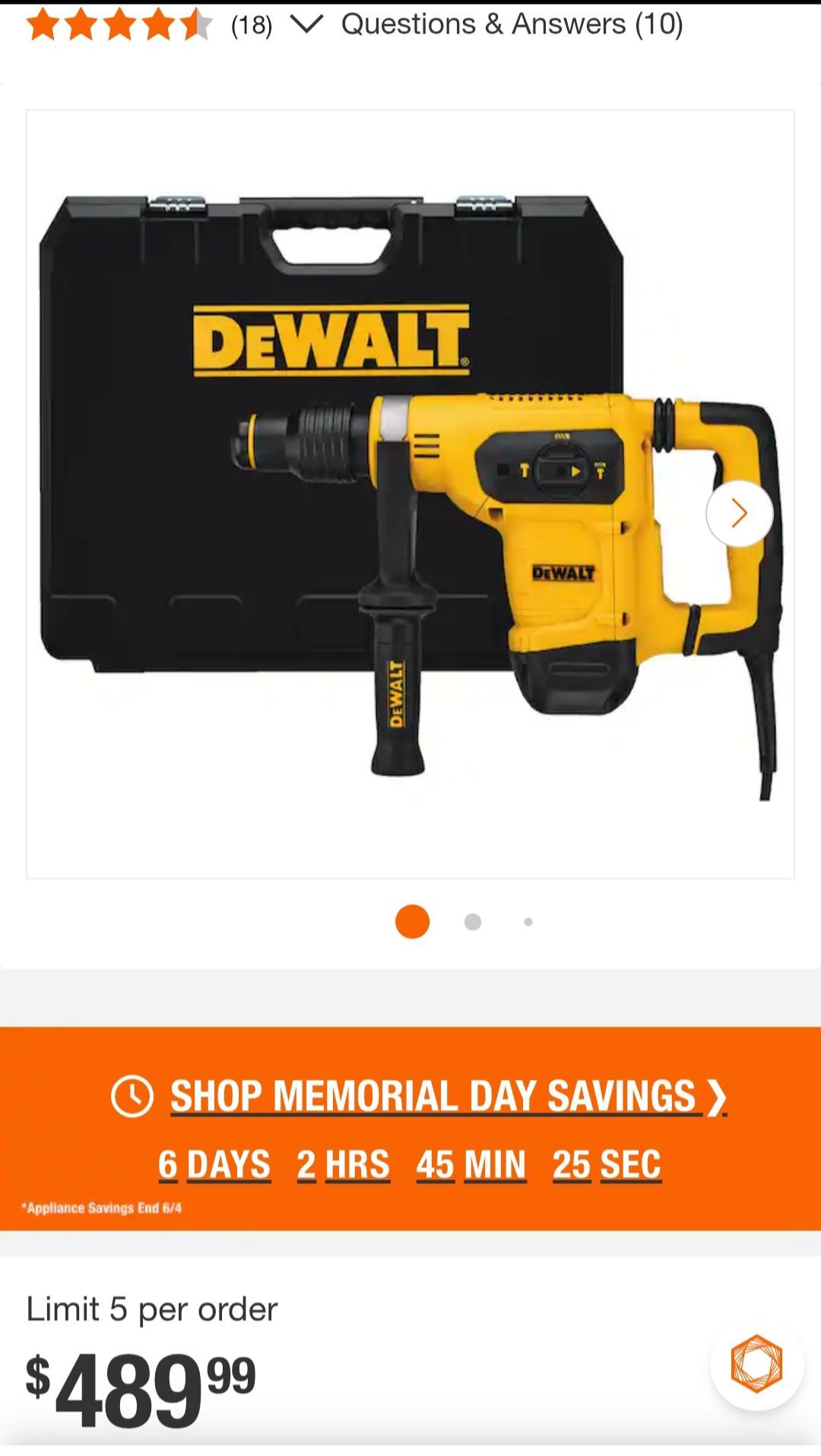 DeWALT Hammer with SHOCKS and
Case