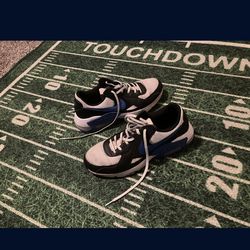 White and blue Nike air maxes