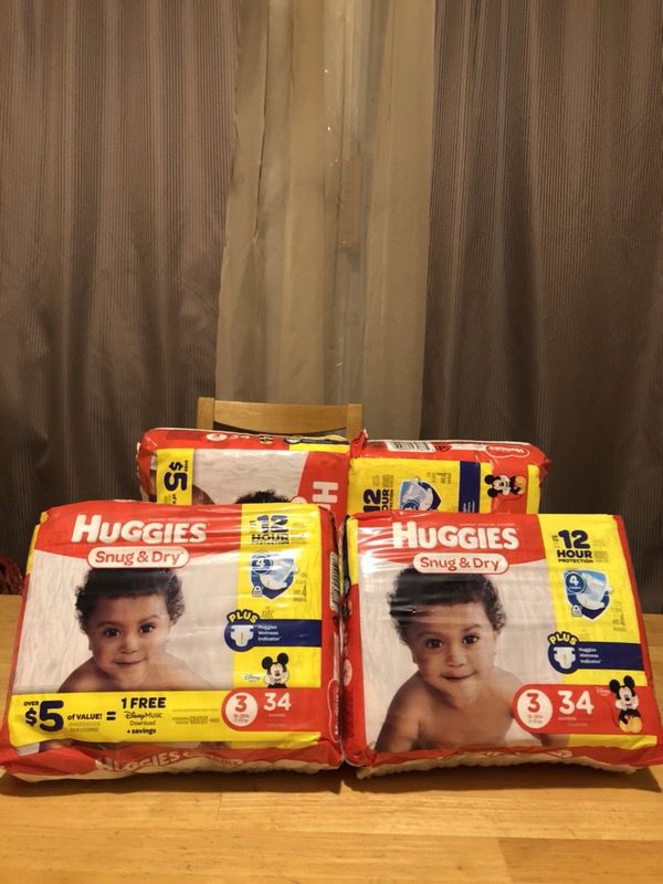 Huggies snug & dry size 3 (4 packs)