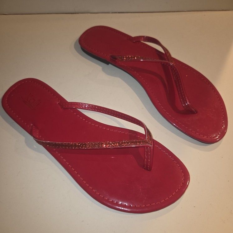 Kali Sandals Size 10 Red Glitter Flip Flops Dorothy Wicked Wizard OZ