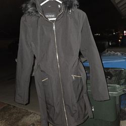 Guess Faux fur lined hooded women's jacket new