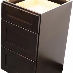 Espresso Shaker 3 Drawers Bathroom Vanity Base 18" Width, Bathroom Drawer Storage Cabinet