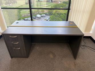 Dark Brown Office Desk with Drawers