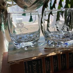 Crown  Royal- Weighted-Whiskey Rocks, Lowball Glasses,round Starburst Bottom - Set Of Two