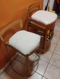 4 White Leather Chairs