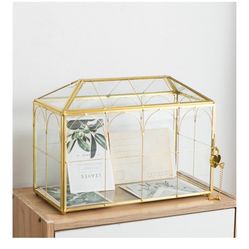 Glass Gold Wedding Gift Cards Box