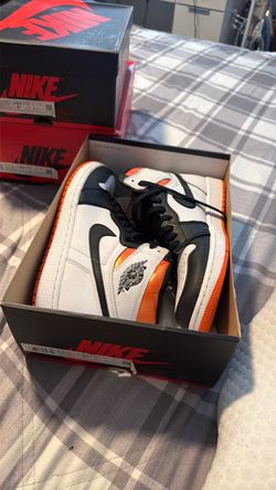 Air Jordan 1 High White Black Orange Sneakers