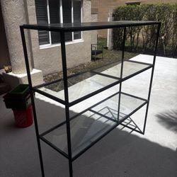 Metal and Glass Shelf Unit 57” W X 18” D X 60” H