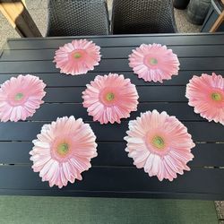 Pink Daisy Flexible Plastic Placemats, (set of 7)